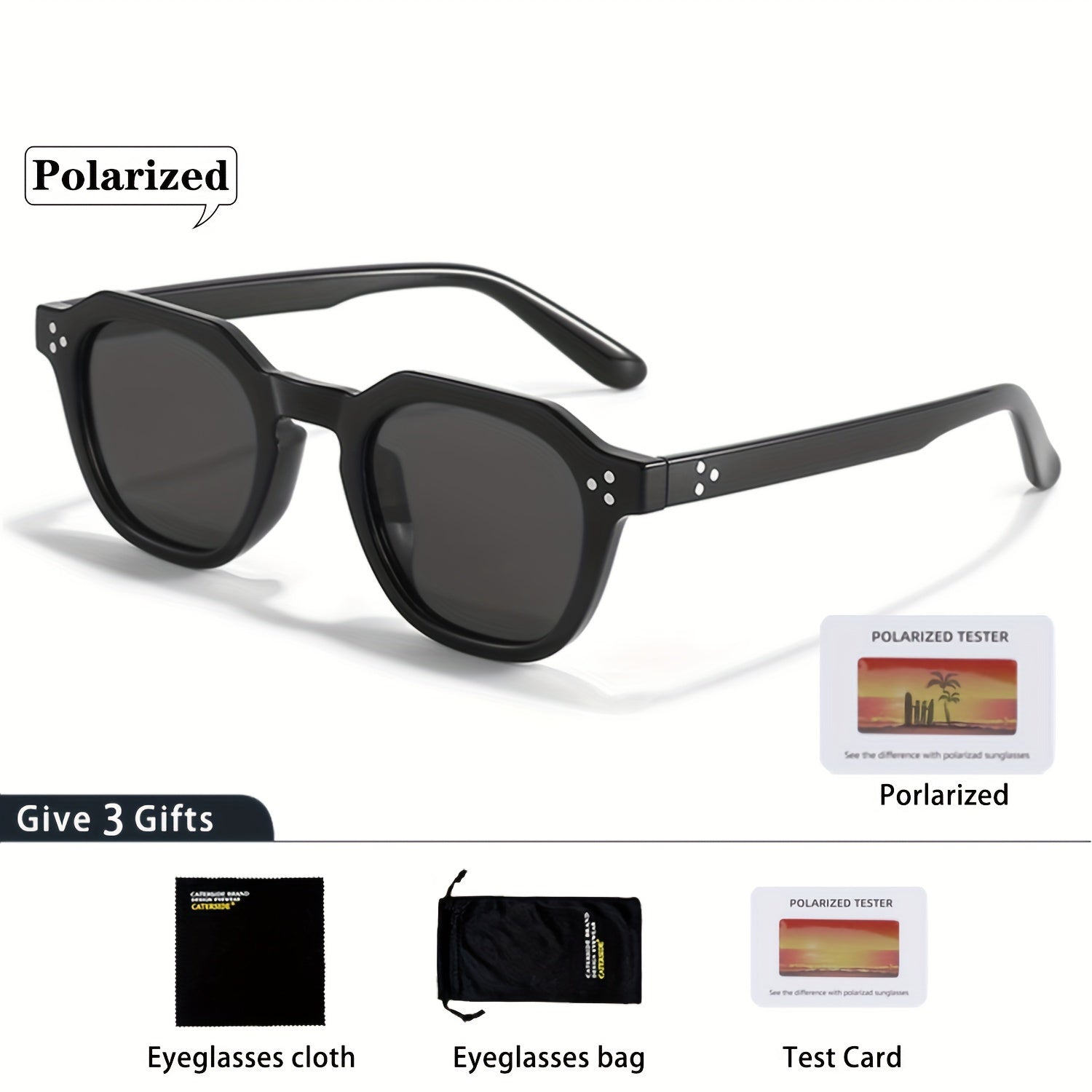 Unisex Round TR90 Frame Sunglasses Polarized for Outdoor Sports Travel and Photos