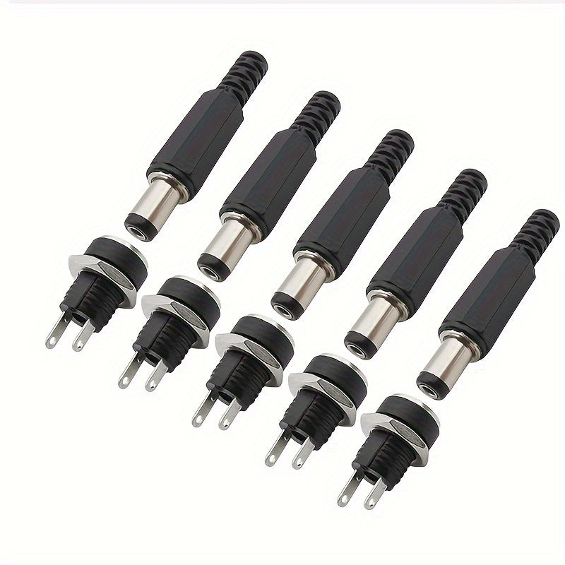 10 Pairs 5.5x2.1mm DC Power Male Female Socket Adapter Connectors for 12V