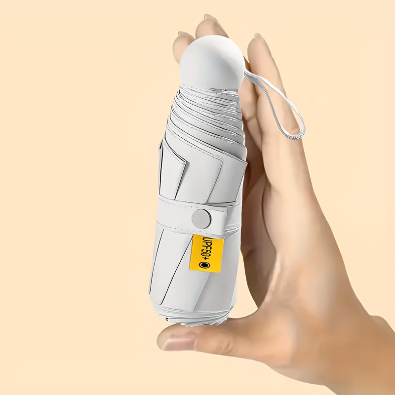 Unisex Foldable 6-Bone Pongee Umbrella Lightweight Durable Casual