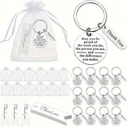 Employee Appreciation Keychain Gift Set with Thank You Cards and Organza Bags