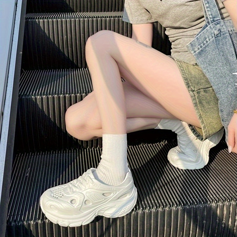 Women's EVA Platform Sneakers Black Beige Breathable Casual Running Shoes