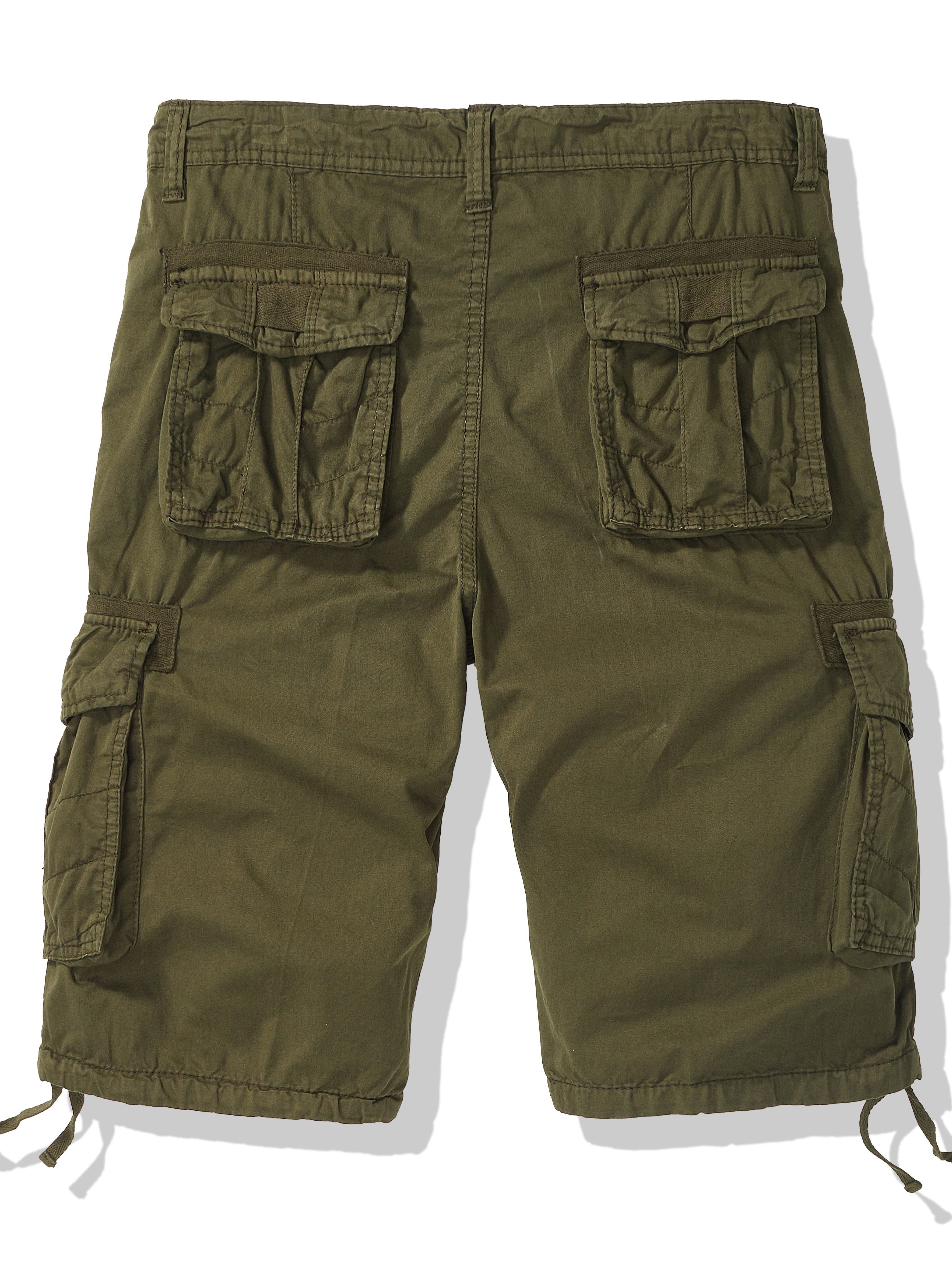 Erkaklar uchun Plus o'lchamdagi paxta cargo shortlari, cho'ntaklar bilan, yozgi kiyim