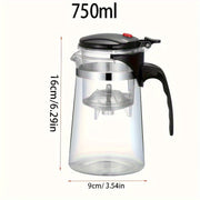 1 шт. Элегантный стеклянный чайник на 750 мл с фильтром - Идеально для заваривания рассыпного чая, отличный подарок для любителей чая, для домашнего использования