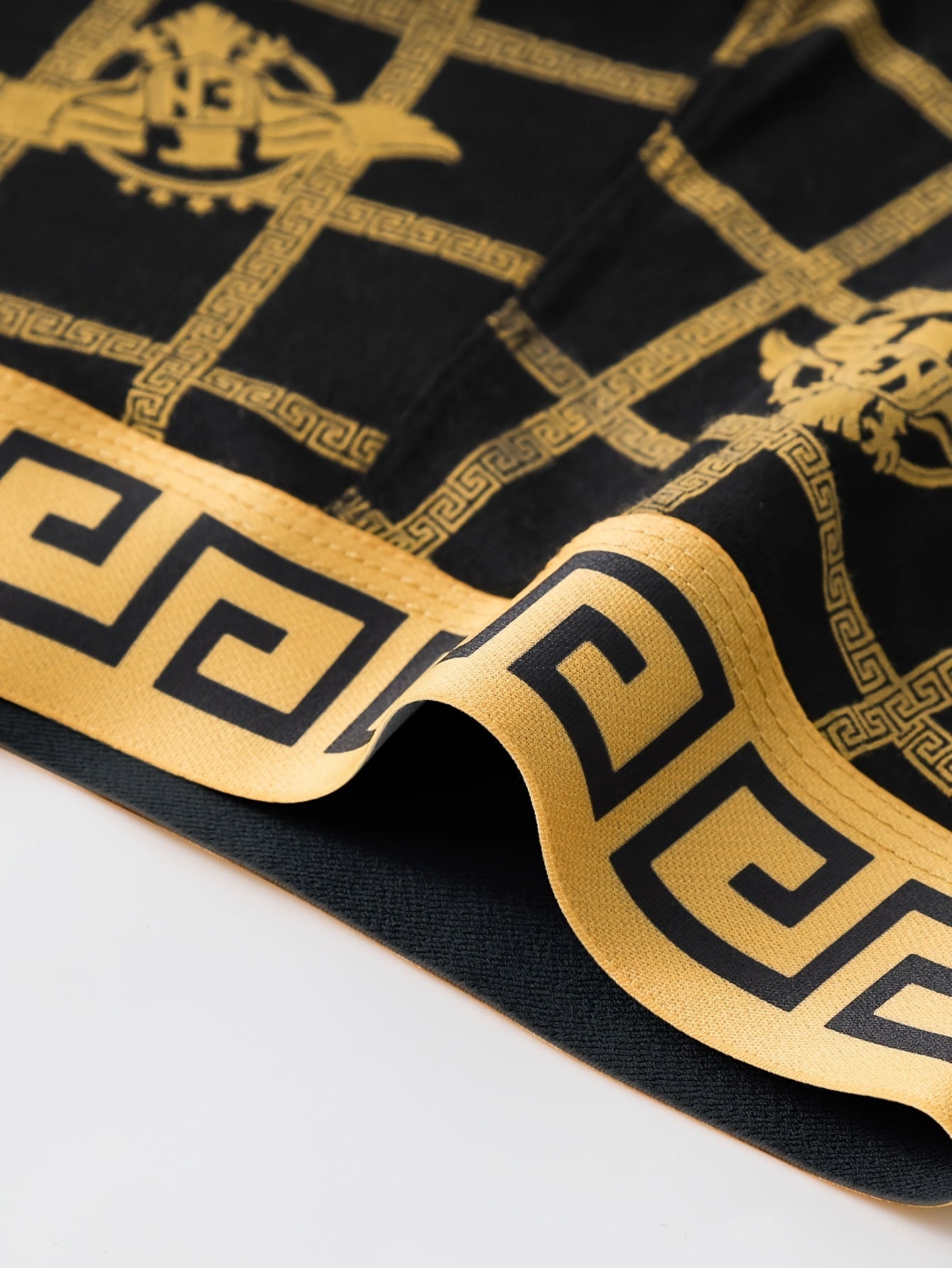 Men's Boxer Briefs Set of 4 Black and Gold Polyester Spandex Comfortable Non-Transparent