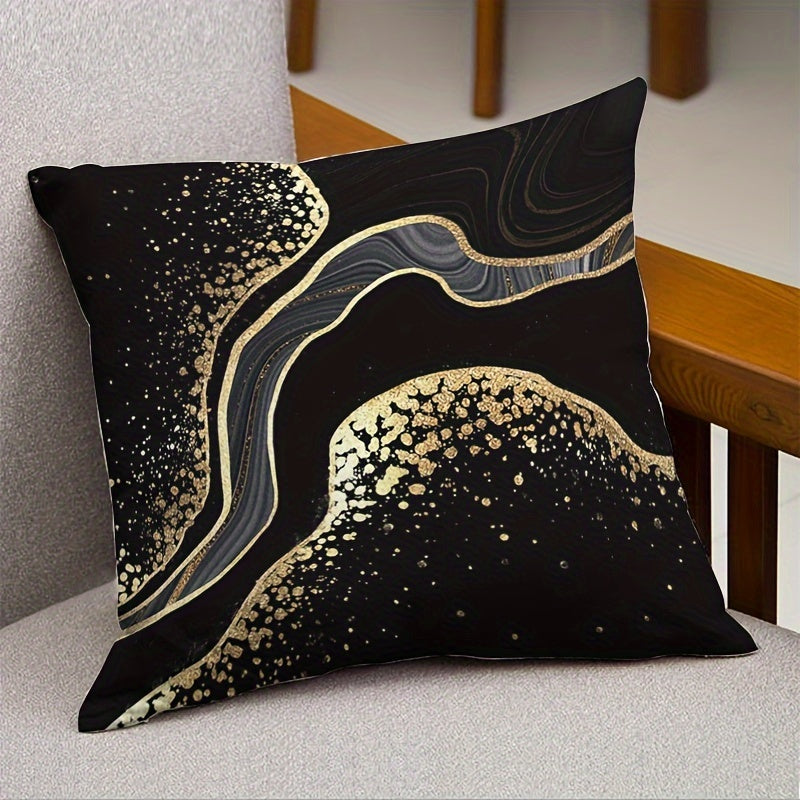 Black and Gold Pillow Covers 44.98 cm Square Durable Washable for Couch Decor