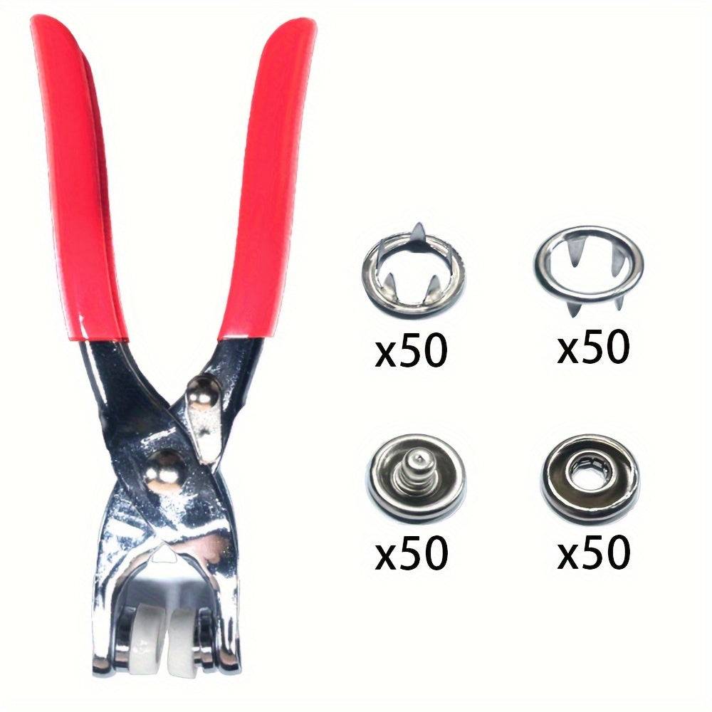 Stainless Steel Sewing Buttons and Snap Fasteners Set with Pliers 200 Pieces