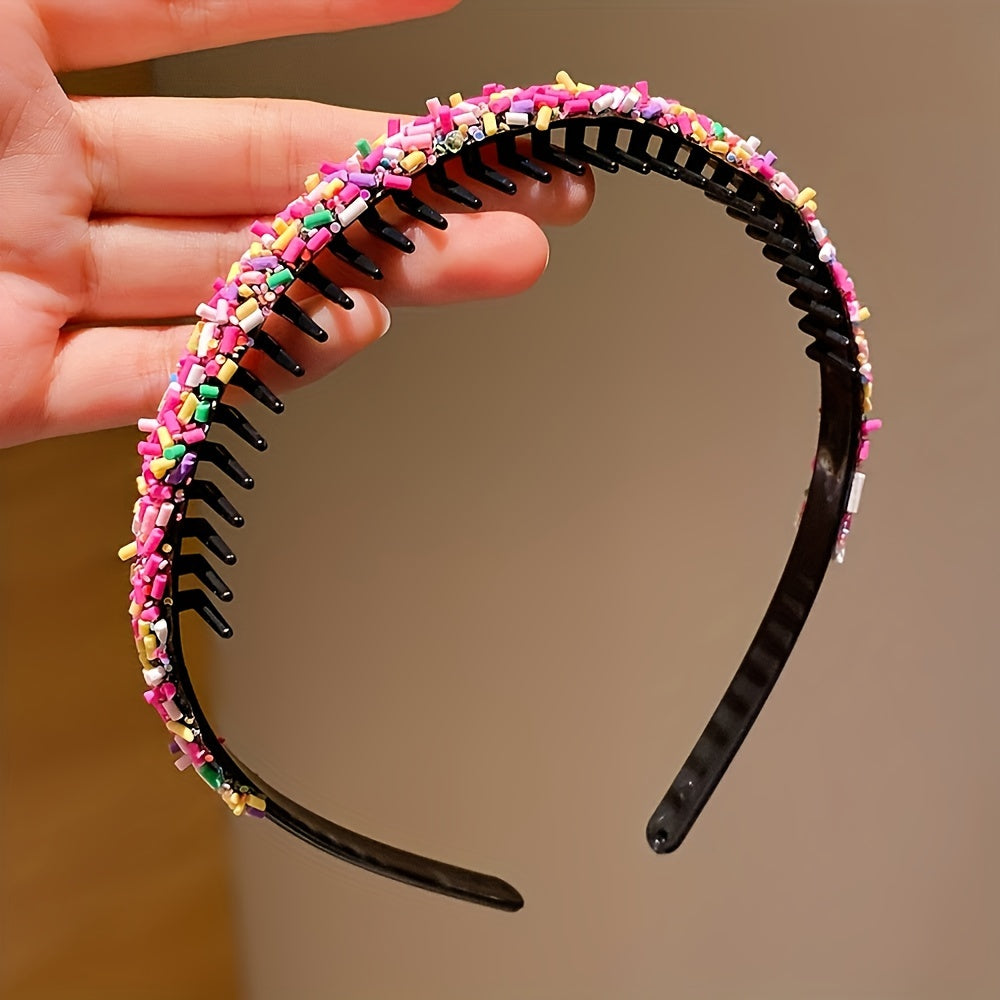 Girls Resin Hairbands Set 3 with Rhinestones for Ages 3-14
