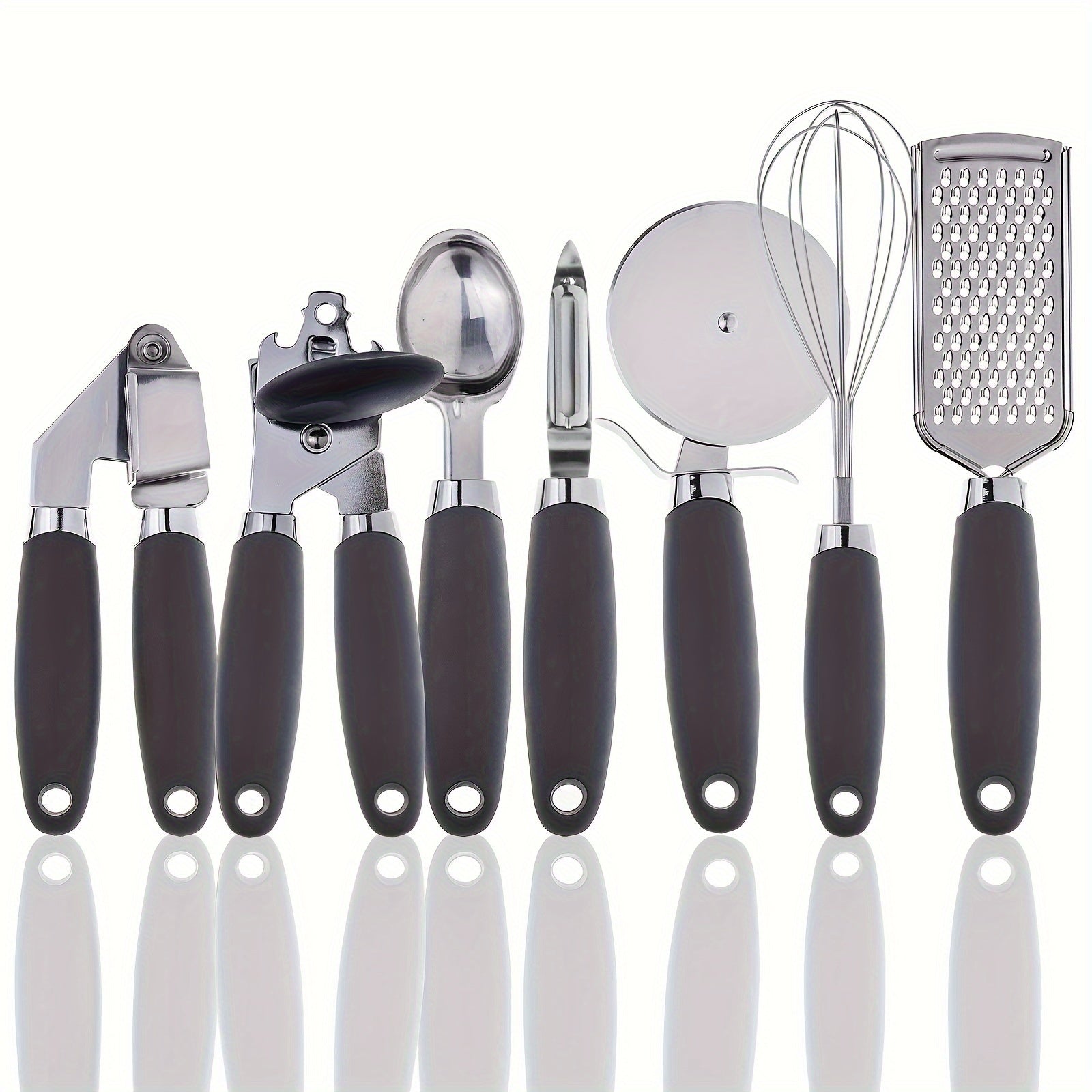 Set of 7 Stainless Steel Kitchen Utensils with Comfort Grip Handles