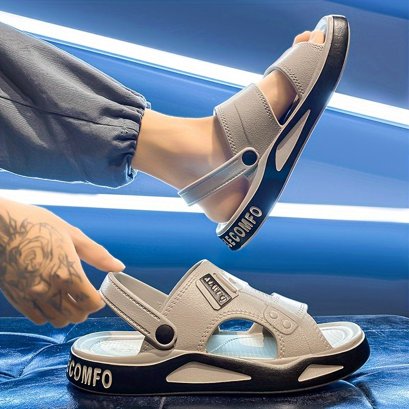 Men's Summer EVA Slides with Geometric Pattern Non-Slip Sole