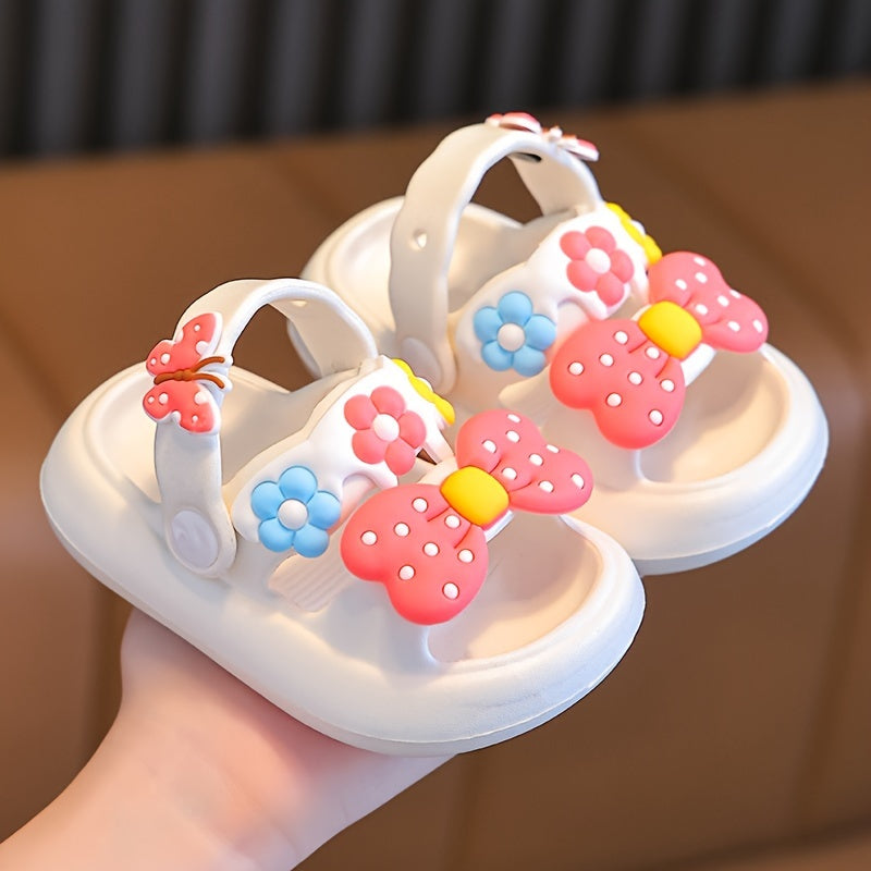 Girls' Bowknot Sandals Breathable Non-Slip Indoor Outdoor All-Season Comfort