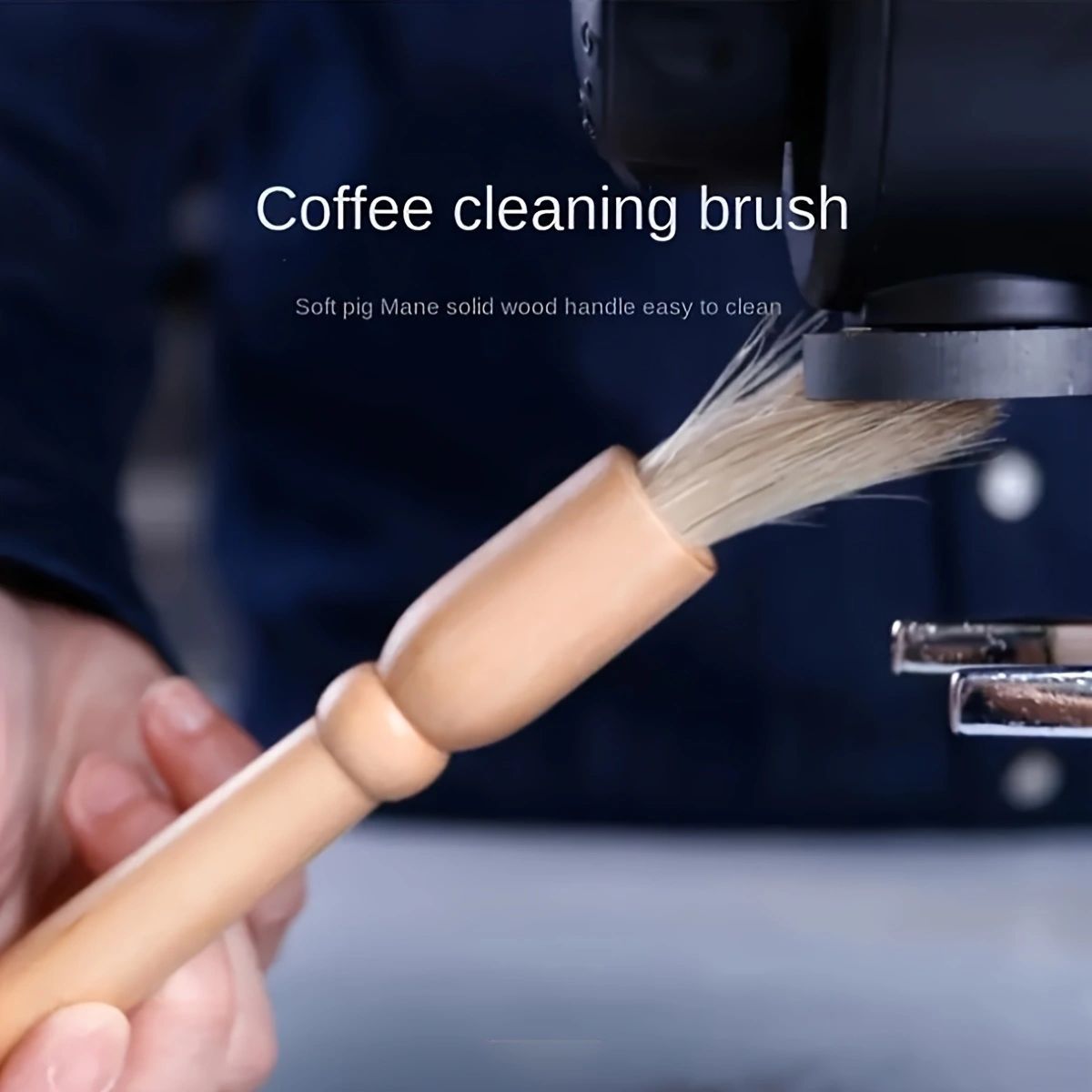 2 piezas de molinillo de café portátil de manivela con cuerpo de acero inoxidable, mango de madera y cepillo de limpieza