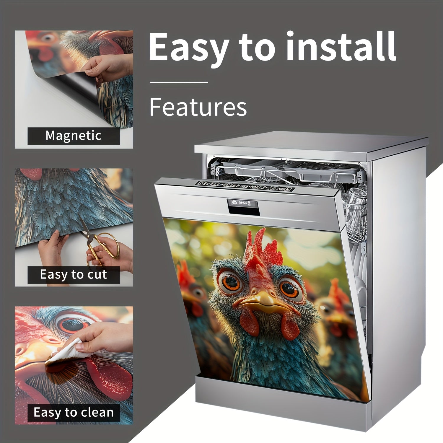 Yashil Qo'yloq Magnitli Qaynatgich uchun Dekor Sticker Suv o'tkazmaydigan Qayta ishlatiladigan Muzlatgich Magnit