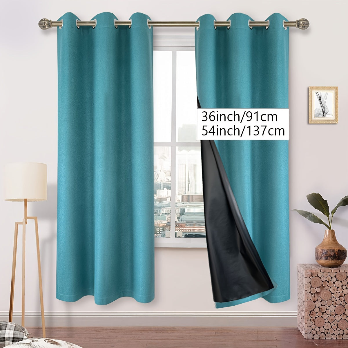 Blackout Faux Linen Textured Curtains Grommet Top for Bedroom Living Room