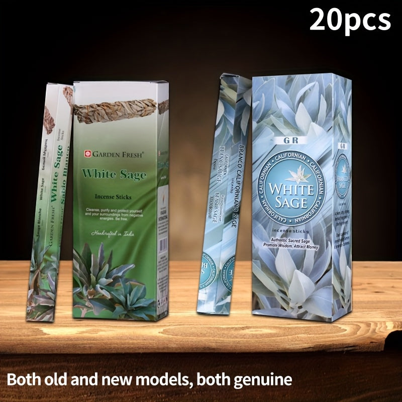 Набор благовоний из белого шалфея, 20 или 120 штук, растительные ароматы для релаксации и медитации