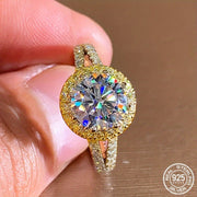 Men's 925 Sterling Silver Moissanite Engagement Ring 2 Carat D Color Gold Plated