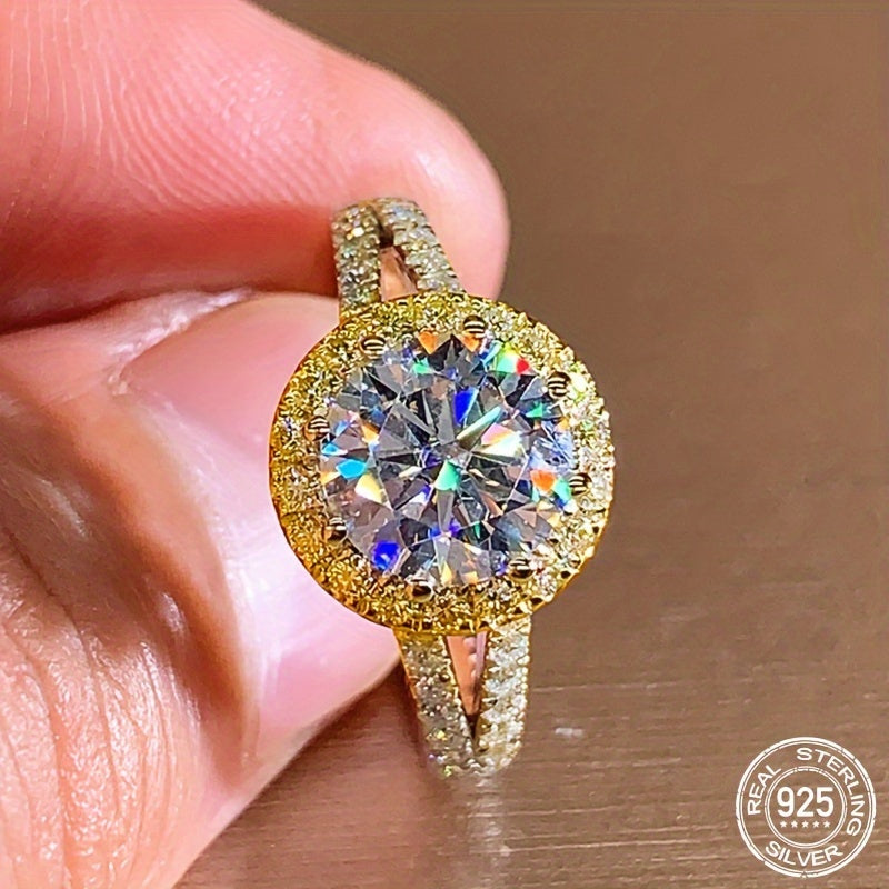 Men's 925 Sterling Silver Moissanite Engagement Ring 2 Carat D Color Gold Plated