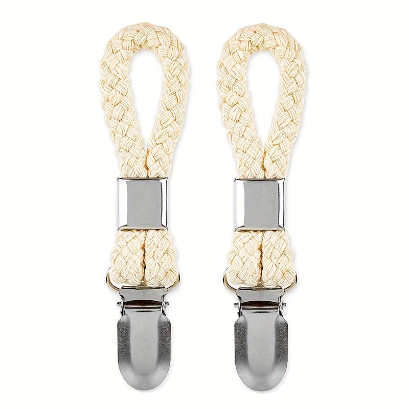 Juego de 2 o 4 pinzas de toalla de algodón trenzado con pinzas de metal para cocina y hogar