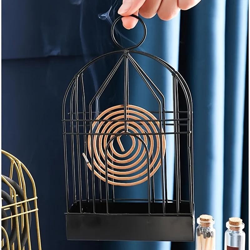 Vintage Metal Birdcage Mosquito Coil Holder Incense Burner for Garden Patio