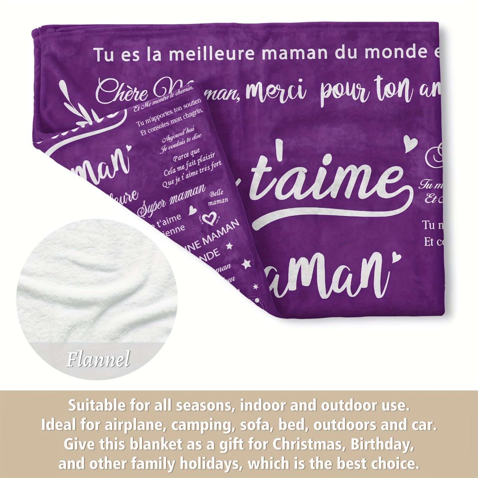 Purple Flannel Blanket for Mom Christmas Gift for Women and Mothers