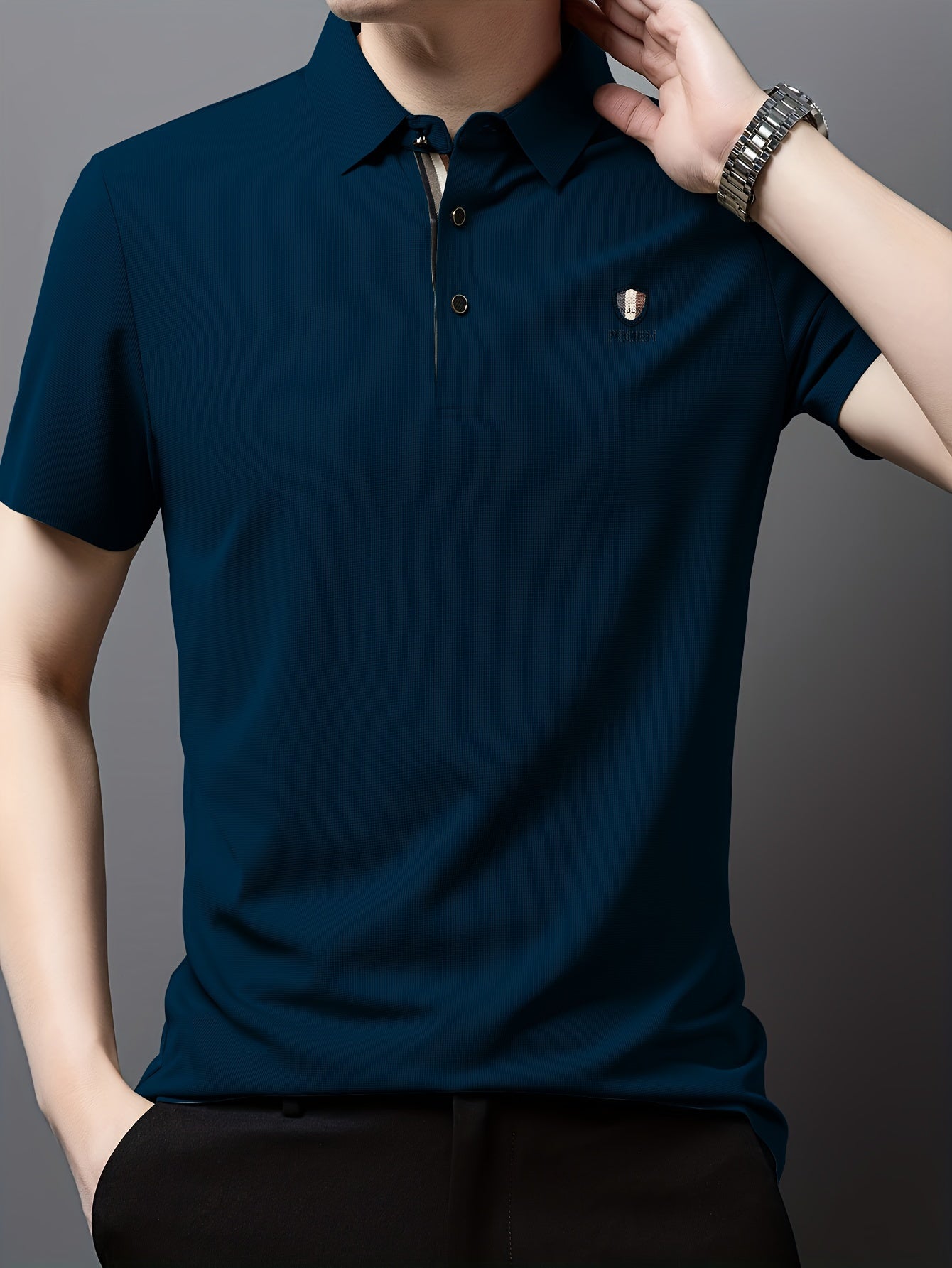 Мужская летняя полиэстеровая гольф-рубашка с полосатым графическим принтом, короткий рукав, повседневный воротник