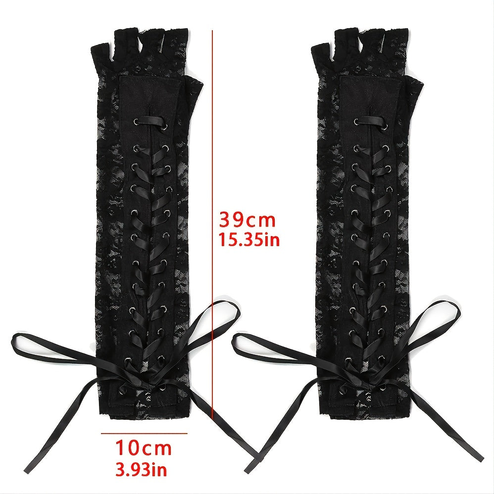 Women's Retro Halloween Gloves Gothic Lace Corset Fingerless Cosplay