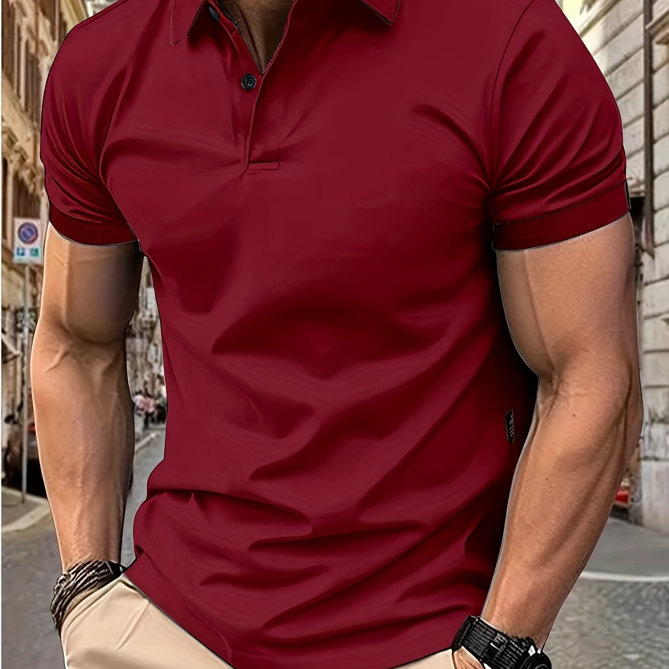Men's Short Sleeve Solid Color Golf T-Shirt Summer Casual Business Leisure Polyester