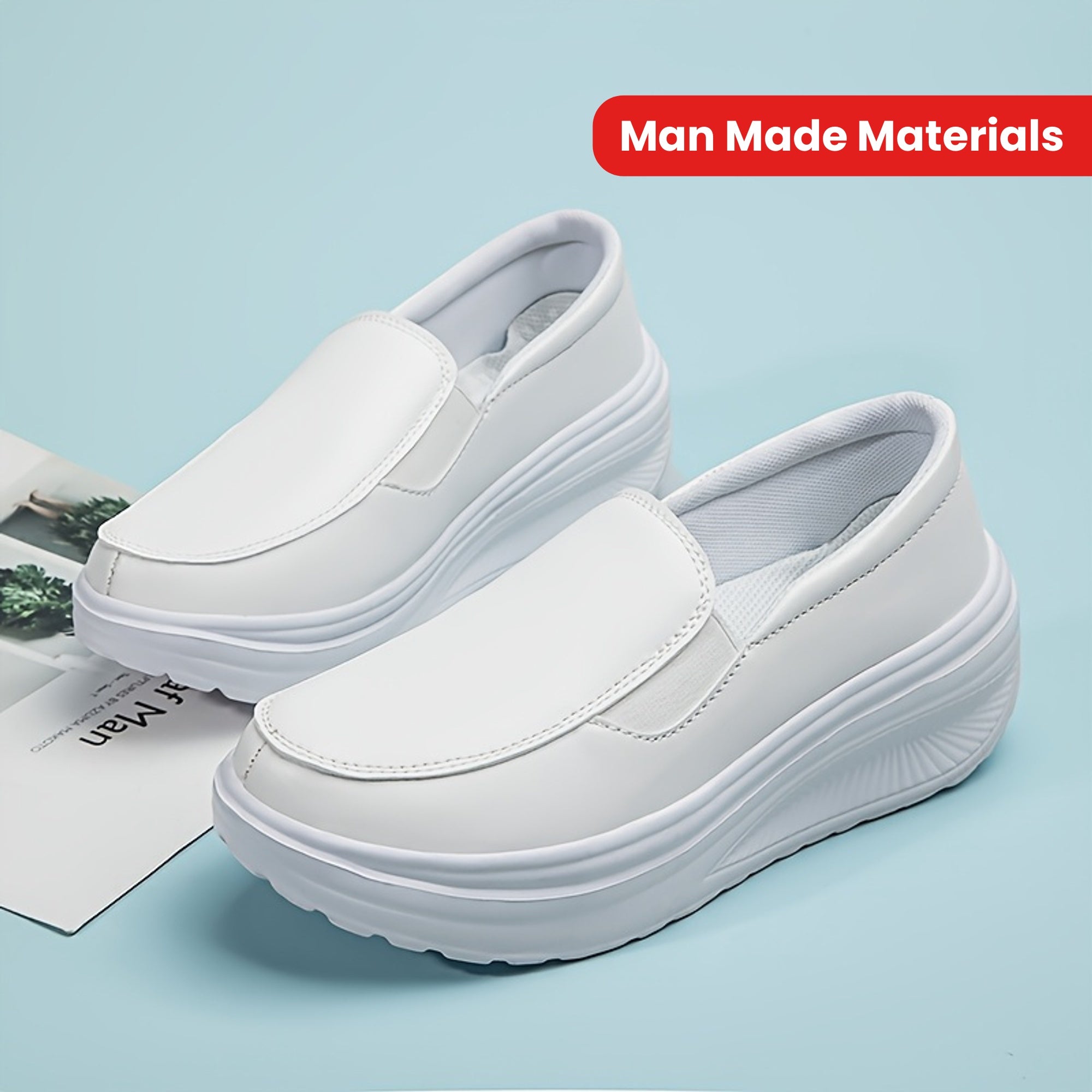 Women's Wedge Slip-On Casual Sneakers Solid Color Low-Top Comfort Shoes