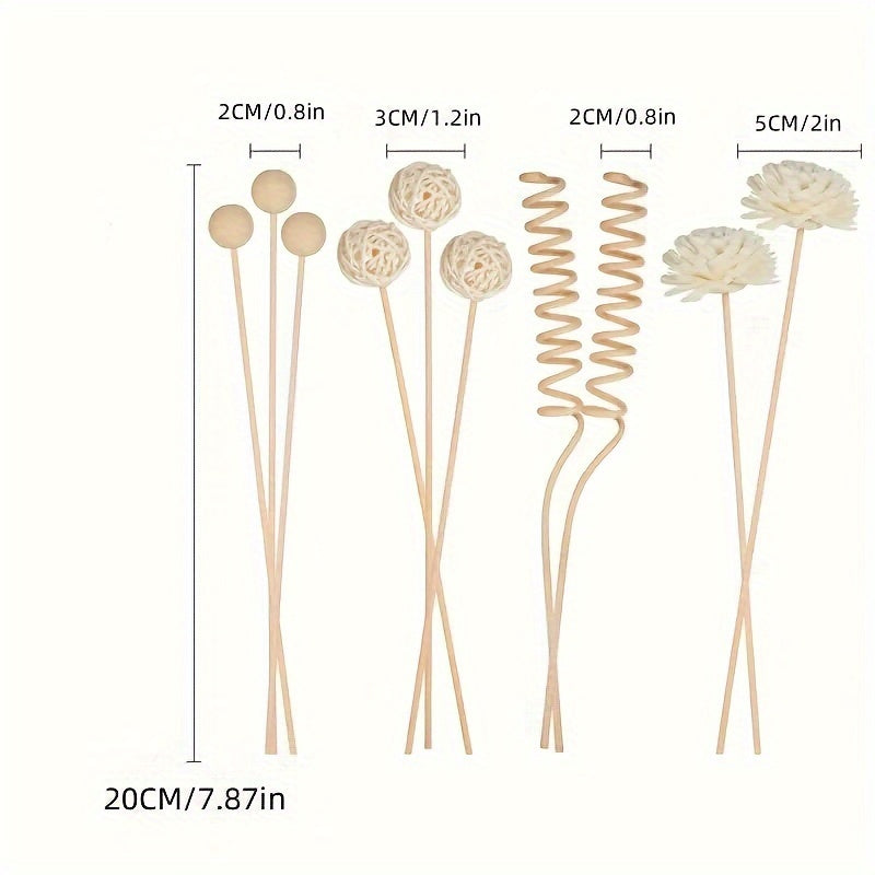 Uy dekoratsiyasi uchun aromaterapiya diffuzor to'plami, qog'oz tayoqchalari, rattan to'p va shoxlar bilan