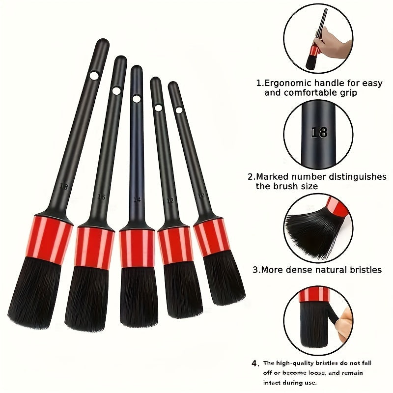 Car Detailing Brush Set With Wheel, Air Vent, Buffing Pads, Washing Mitts