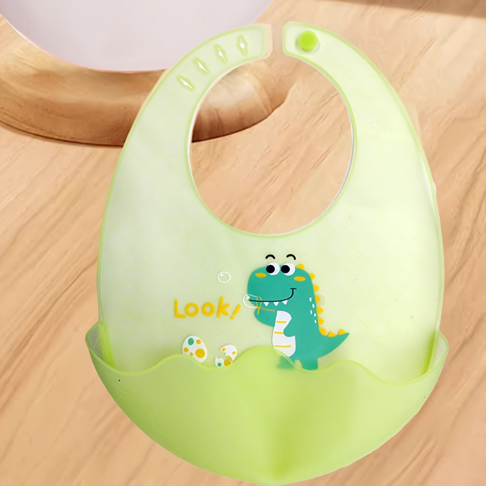 Baby Silicone Bib Waterproof Oil-Proof Food-Grade Cartoon Animal Design