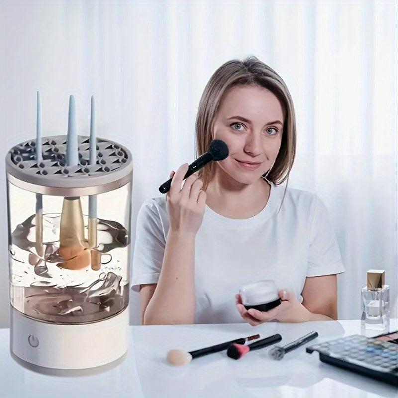 USB-Powered Makeup Brush Cleaner with Multi-Branch System Compact Safe 36V
