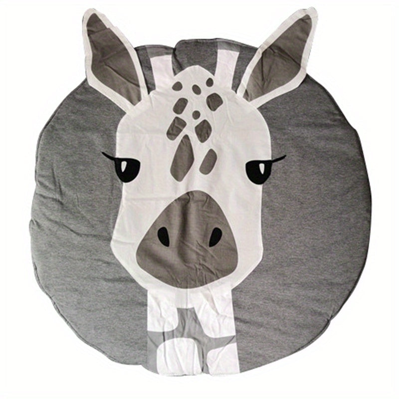 Baby Play Mat Soft 3D Animal Round Crawling Mat with Detachable Liner and Zipper Closure