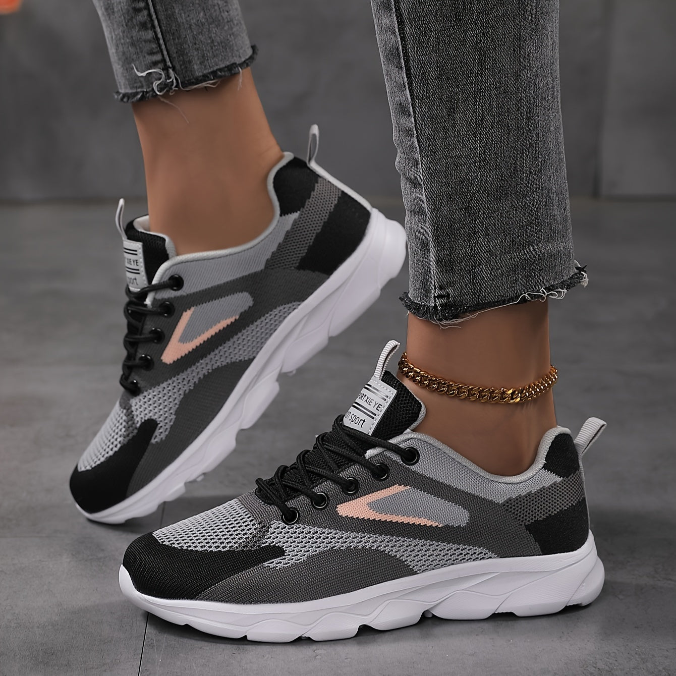 Women's Breathable Woven Sneakers Casual Lace Up Outdoor Shoes