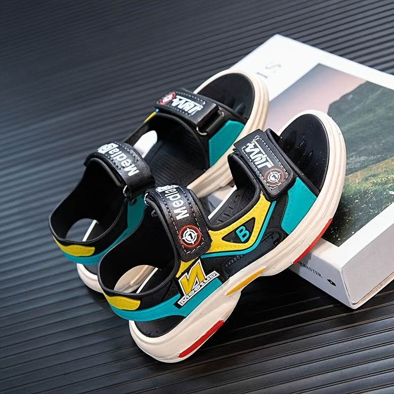 Boys Summer Sandals Lightweight Non-Slip Thick Sole Cartoon Letter Print Casual Shoes