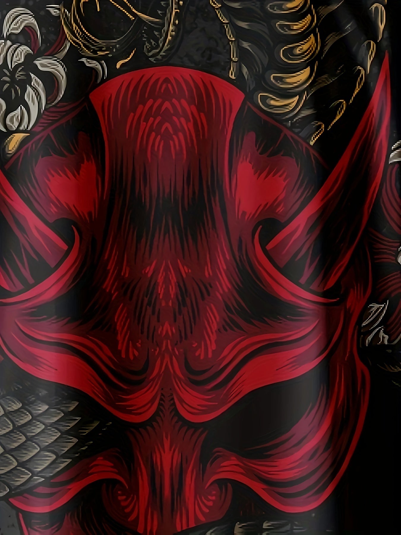 Men's Japanese Kimono Shirt Summer Streetwear Ghost Snake Pattern Three-Quarter Sleeves Open Placket