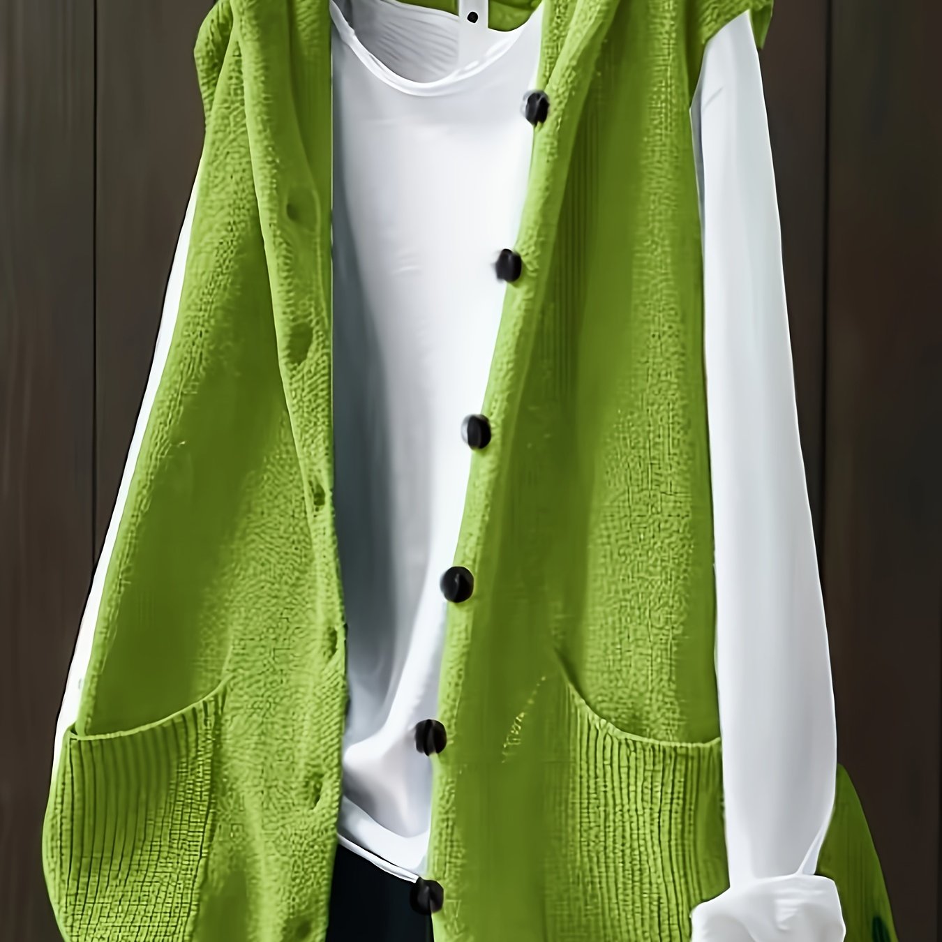 Plus Size Women's Sleeveless Cardigan Vest Solid Color Front Buttons Fall Casual
