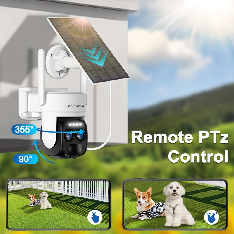 1296P HD tashqi xavfsizlik kamerası quyosh paneli bilan PTZ kechqurun ko'rish ikki tomonlama audio harakatni aniqlash