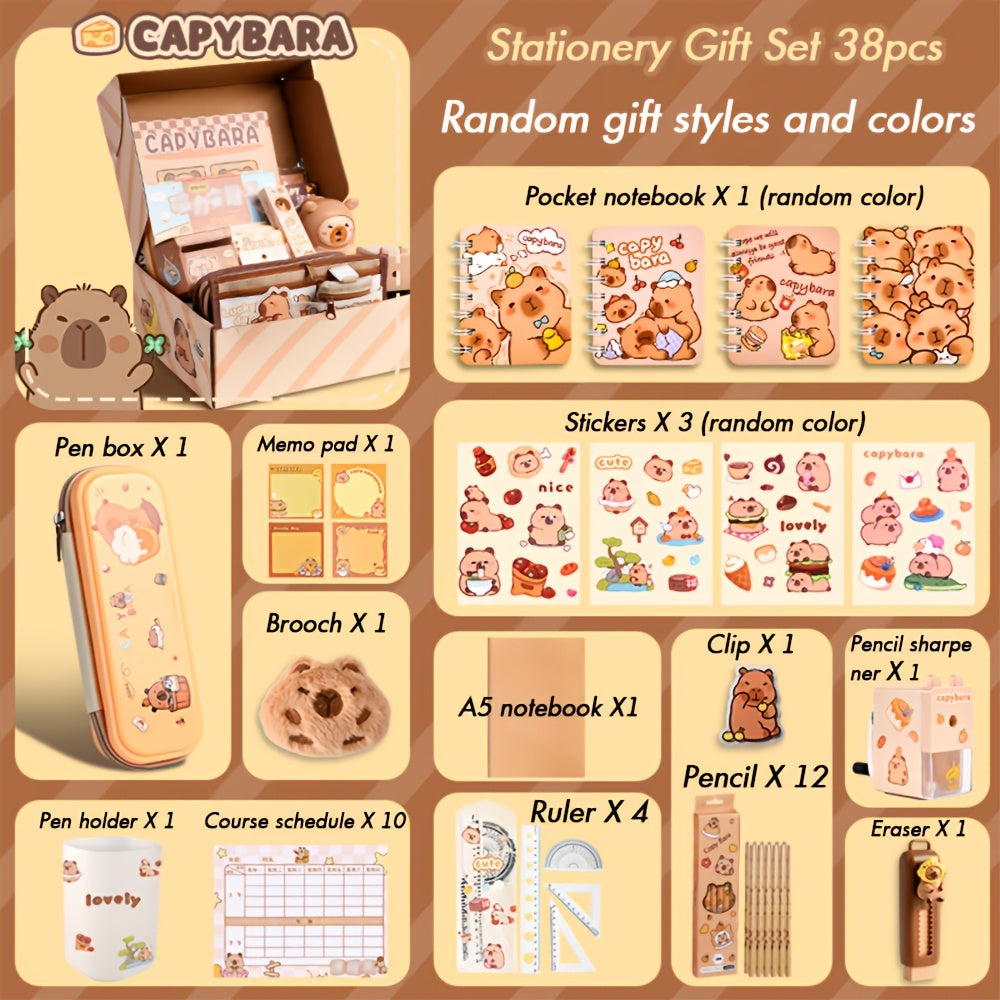 Capybara Themed Stationery Gift Set Notebooks Pens Paper Clips Accessories for Students and Animal Lovers
