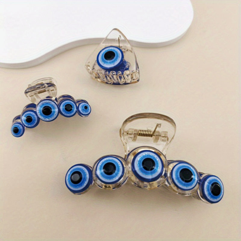 Set of 3 Non-Slip Evil Eye Hair Claws for Ponytails Hair Accessories