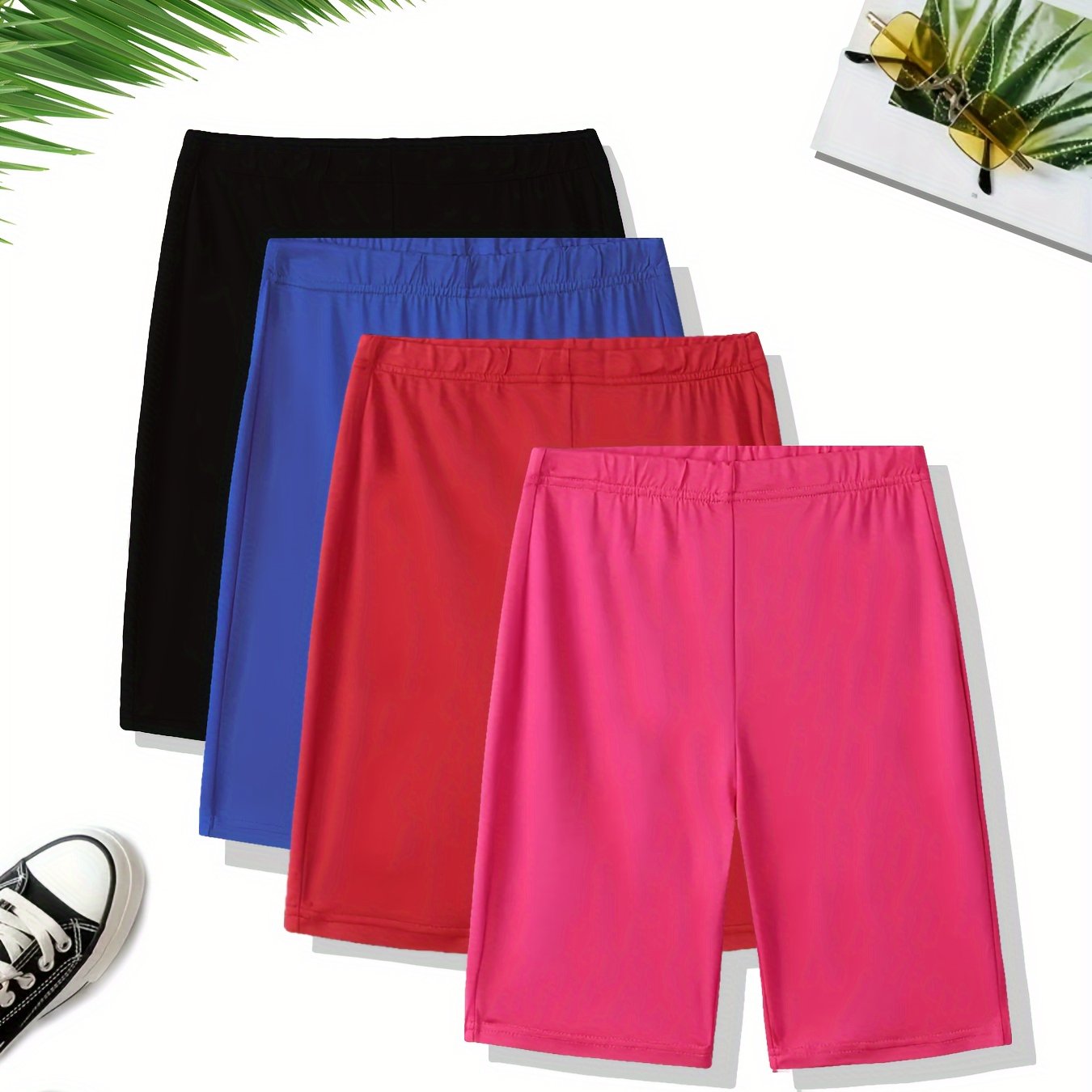 Women's Casual Sports Shorts Set Four Pieces Breathable Athletic Wear