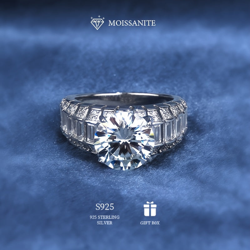 Vintage Sterling Silver Moissanite Ring 3-5ct Bridal Engagement Gift-Ready