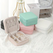 Jewelry Organizer Box Leather Zippered Storage for Necklaces Rings Bracelets Earrings