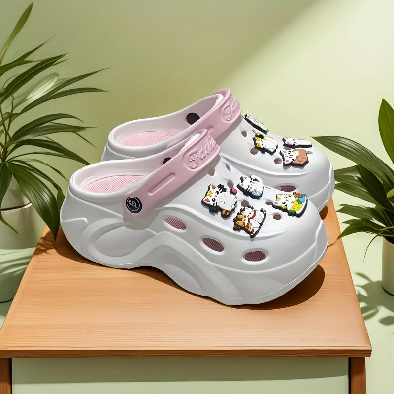 Women's Summer Hollow Shoes Lightweight EVA Thick Sole Garden Beach Shoes