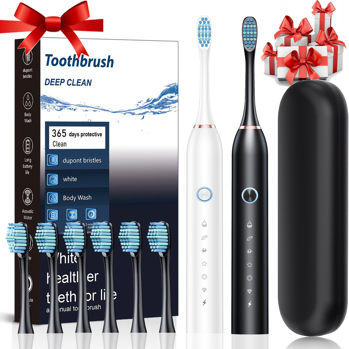 Electric Toothbrush for Adults USB Rechargeable Deep Clean Soft Bristles Couples Automatic Cleaning