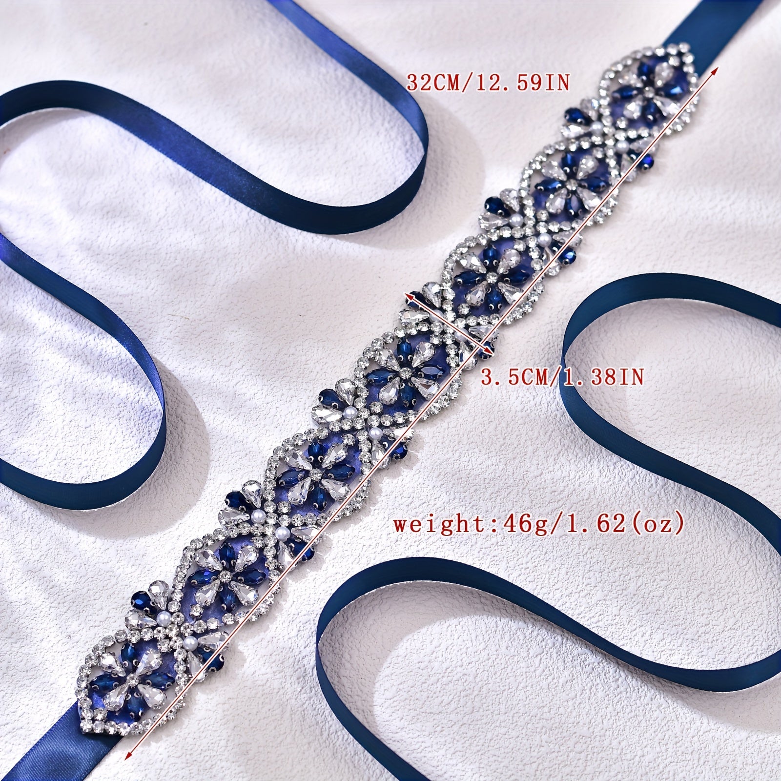 Women’s Rhinestone Waistband Blue Nautical Ribbon Bridal Garter for Wedding Party