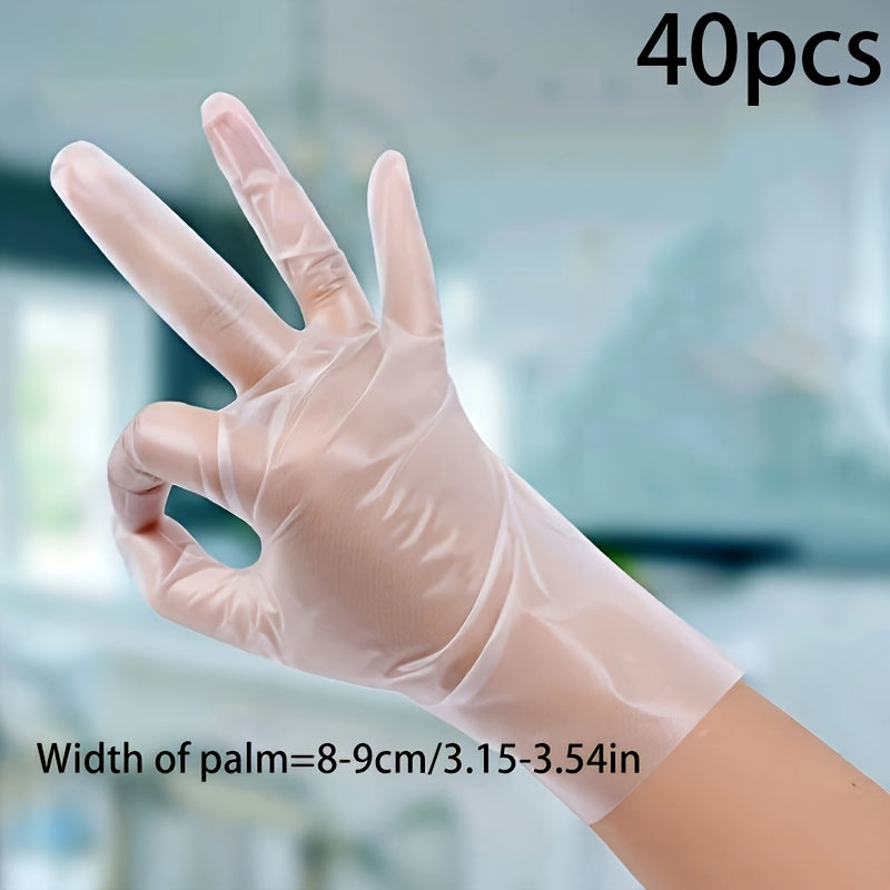 20-40 Pcs TPE Disposable Gloves Latex-Free Powder-Free Waterproof Clear Kitchen Cleaning