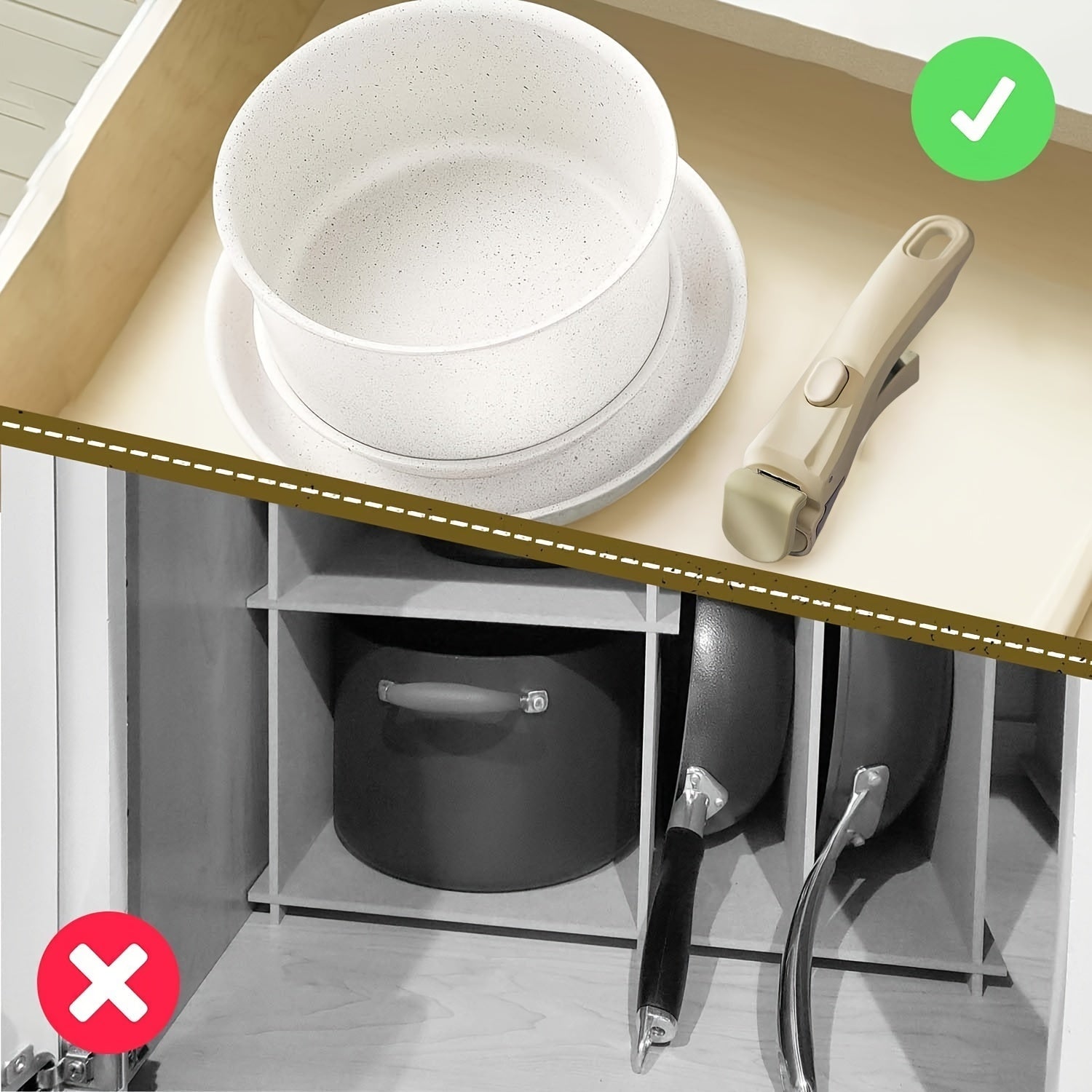 Mango removible para sartenes antiadherentes duradero con agarre fácil de clip, accesorio de cocina