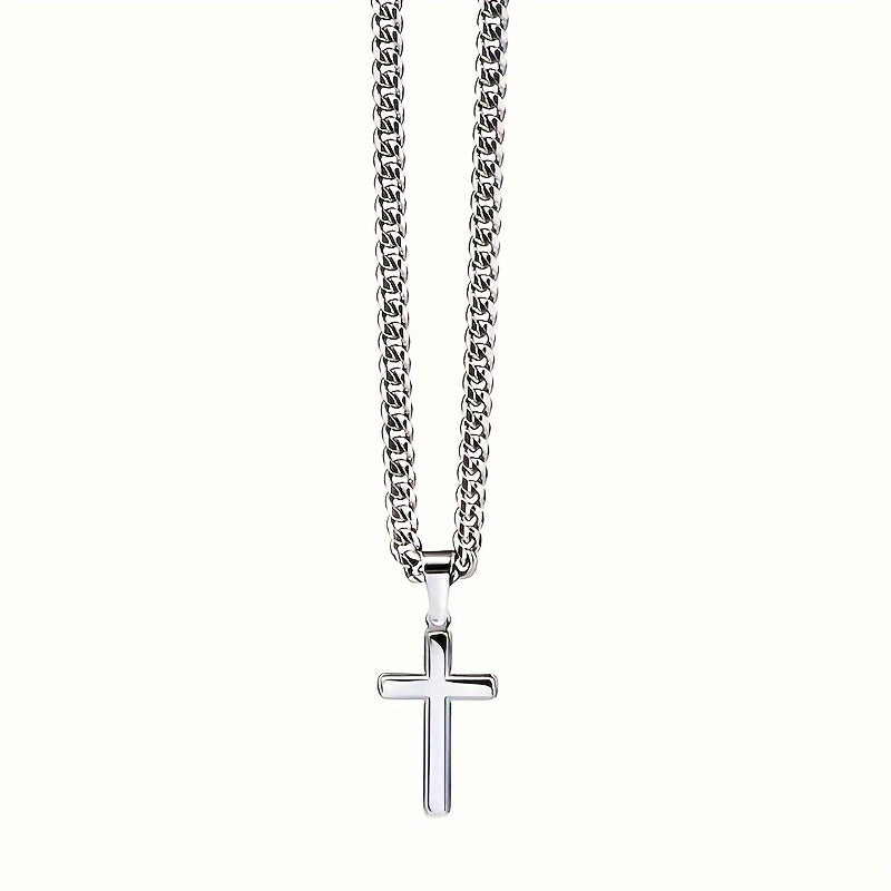 Stainless Steel Cuban Chain Necklace with To My Son Cross Pendant Gift Box