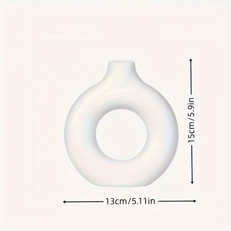 Donut-Shaped Plastic Vase for Home Decor, Modern Living Room Accent