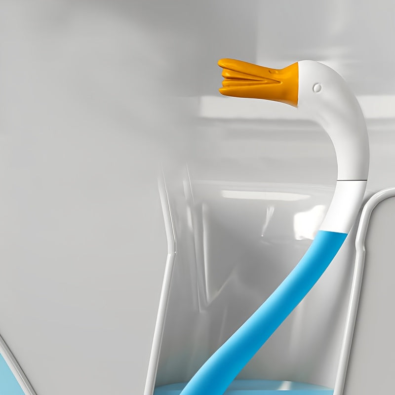 Щетка для унитаза с мягкой силиконовой головкой для настенного крепления, легкая установка без сверления, простая очистка, удлиненная ручка, изготовлена из пластика, идеальна для уборки в ванной, туалете, на стенах и полах, не требует электричества.